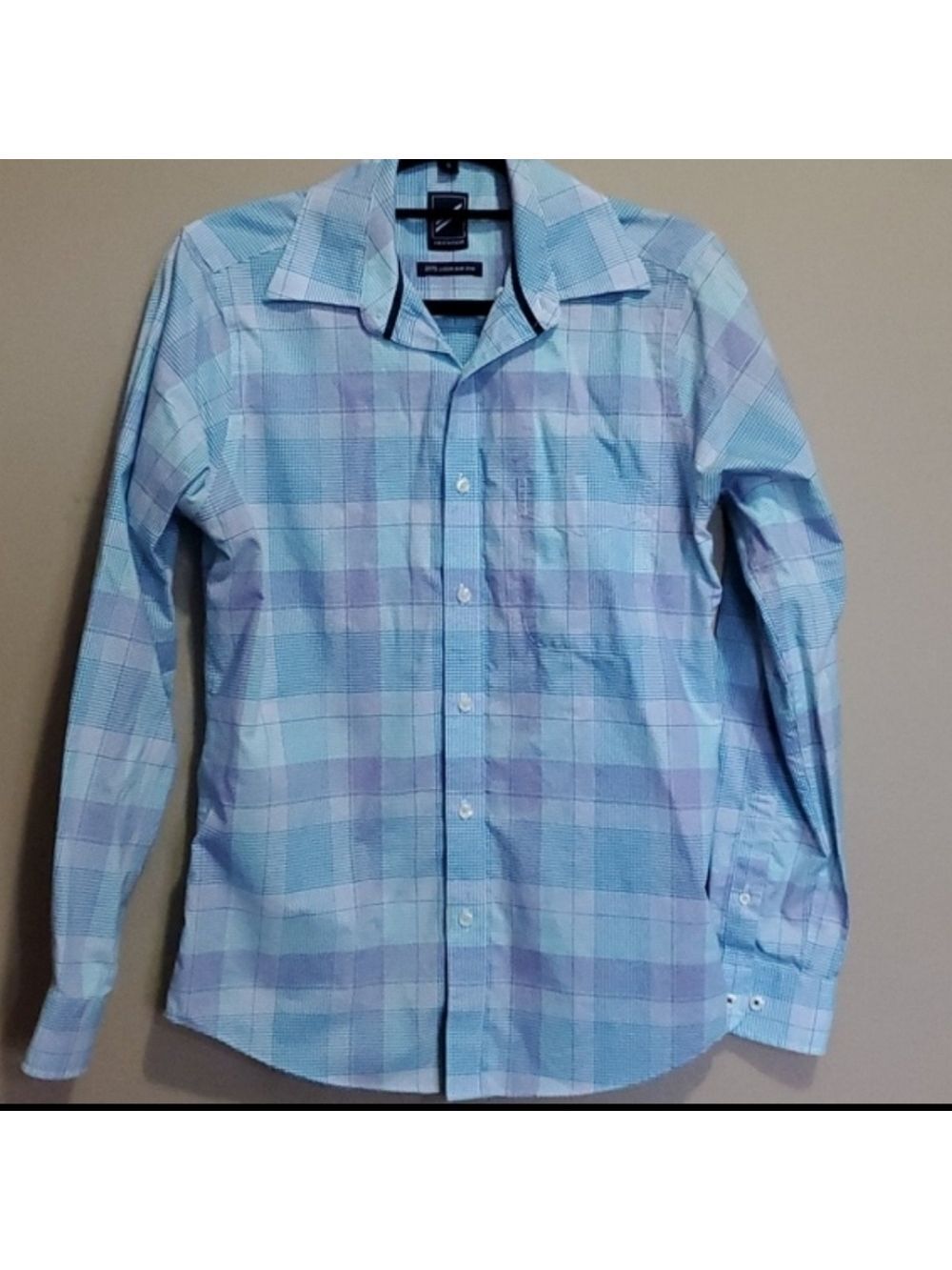 Daniel Hechter Paris Blue And Pink Long Sleeve dress shirt size small